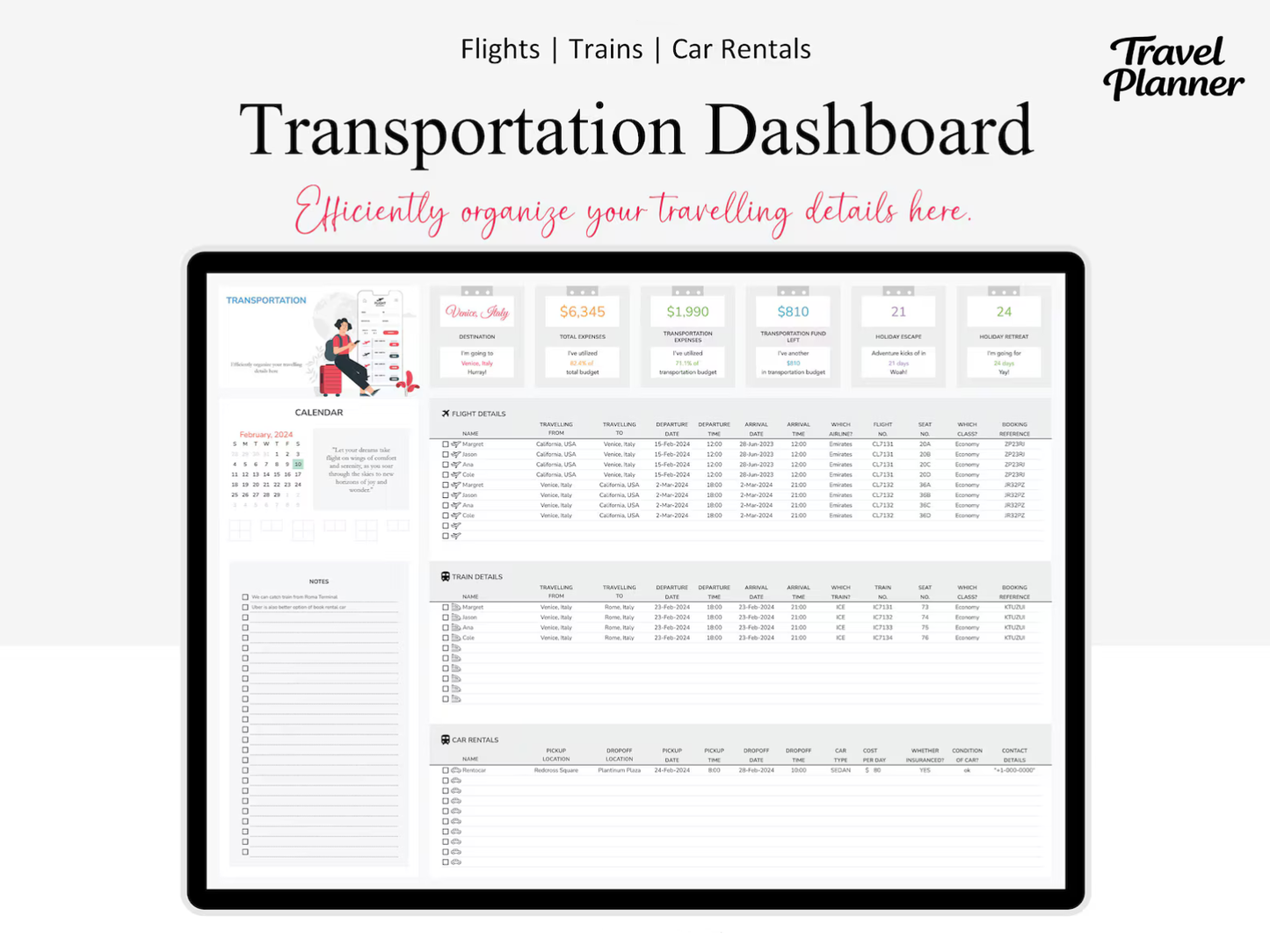 The Travel Planner for Excel & Google Sheets (all currencies)
