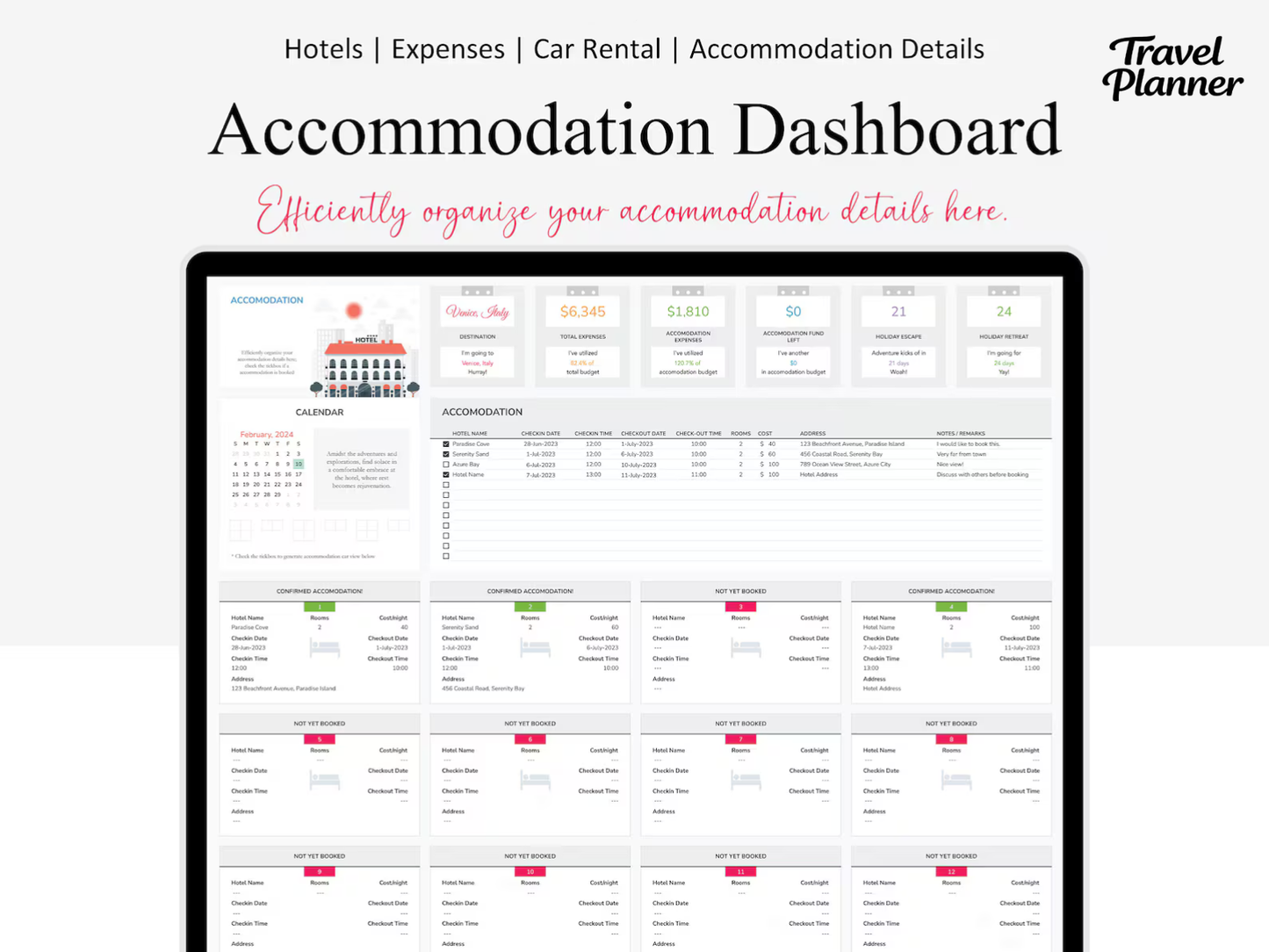 The Travel Planner for Excel & Google Sheets (all currencies)